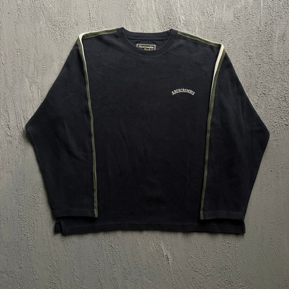 Vintage Abercrombie & Fitch Long Sleeve Shirt Large Blue 1990s Striped